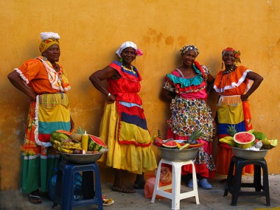 women selling fruit in Cartagena, Colombia